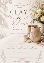 20 June 7pm. Clay & Bloom- Make your own vase experience by Earth to Art